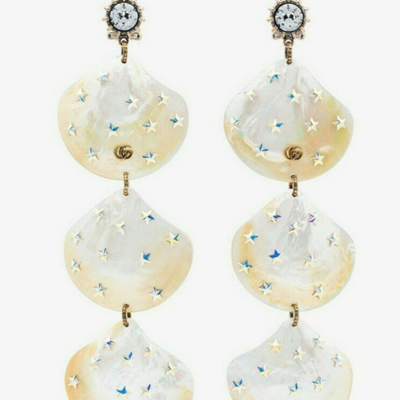 GUCCI EXTRA LONG MOTHER OF PEARL EARRINGS - Picture 4 of 8